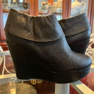 Black wedge ankle booties